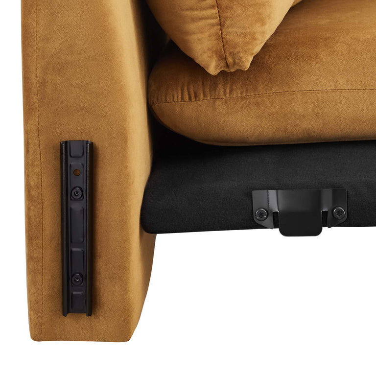 Indicate Performance Velvet Sofa in Cognac, EEI-5150-COG