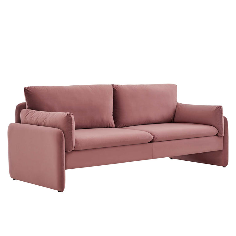 Indicate Performance Velvet Sofa in Dusty Rose, EEI-5150-DUS