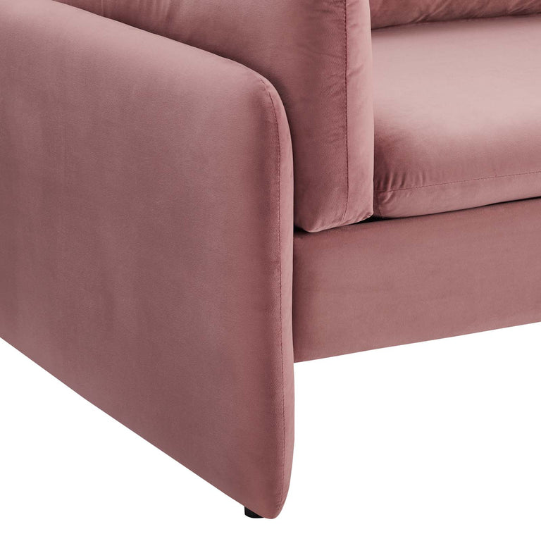 Indicate Performance Velvet Sofa in Dusty Rose, EEI-5150-DUS