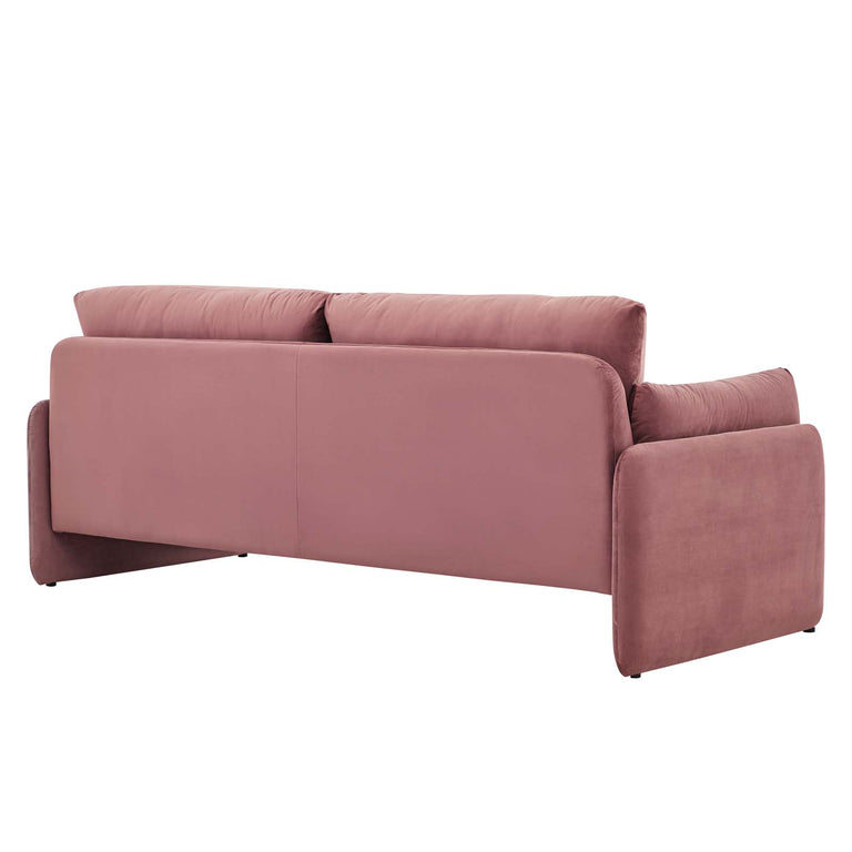 Indicate Performance Velvet Sofa in Dusty Rose, EEI-5150-DUS