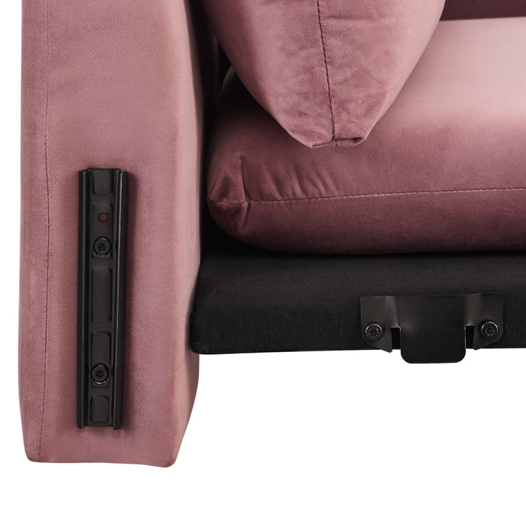 Indicate Performance Velvet Sofa in Dusty Rose, EEI-5150-DUS
