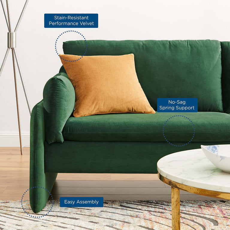 Indicate Performance Velvet Sofa in Emerald, EEI-5150-EME
