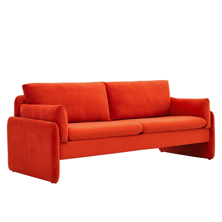 Indicate Performance Velvet Sofa in Orange, EEI-5150-ORA