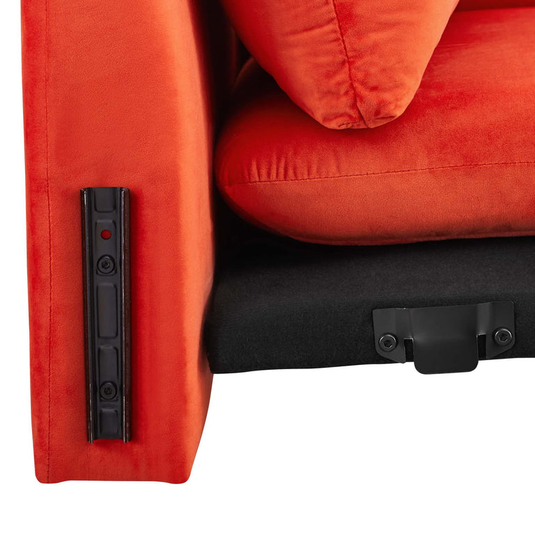 Indicate Performance Velvet Sofa in Orange, EEI-5150-ORA