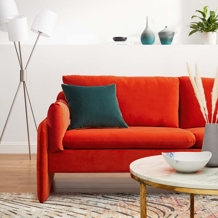 Indicate Performance Velvet Sofa in Orange, EEI-5150-ORA