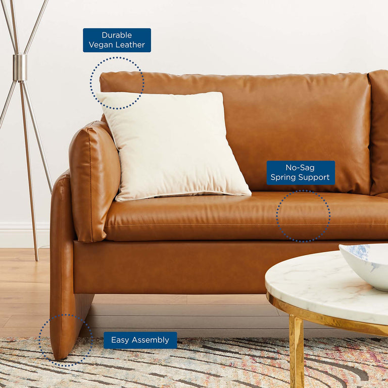 Indicate Vegan Leather Sofa in Tan, EEI-5151-TAN