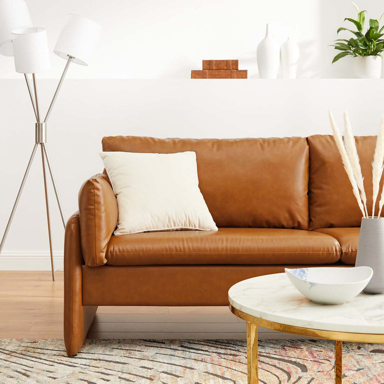 Indicate Vegan Leather Sofa in Tan, EEI-5151-TAN