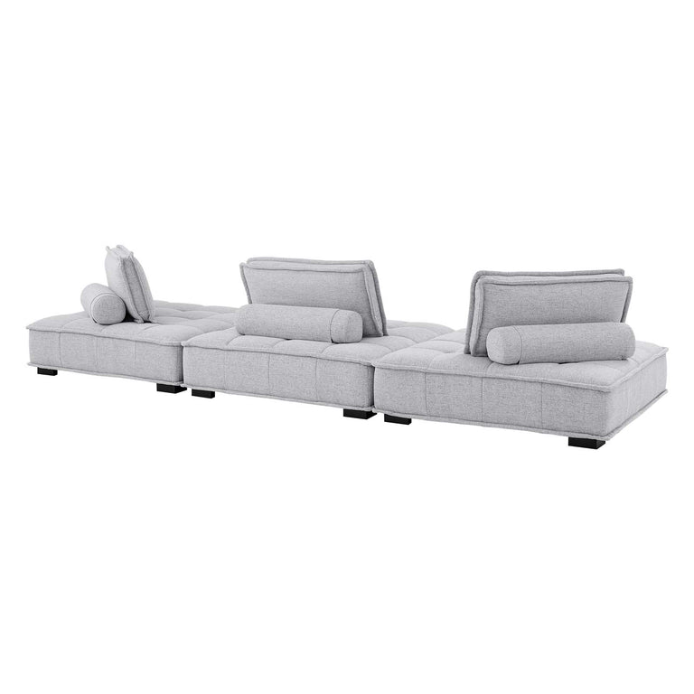 Saunter Tufted Fabric Fabric 3-Piece Sofa in Light Gray, EEI-5206-LGR