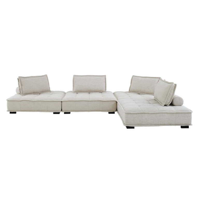 Saunter Tufted Fabric Fabric 4-Piece Sectional Sofa in Beige, EEI-5208-BEI