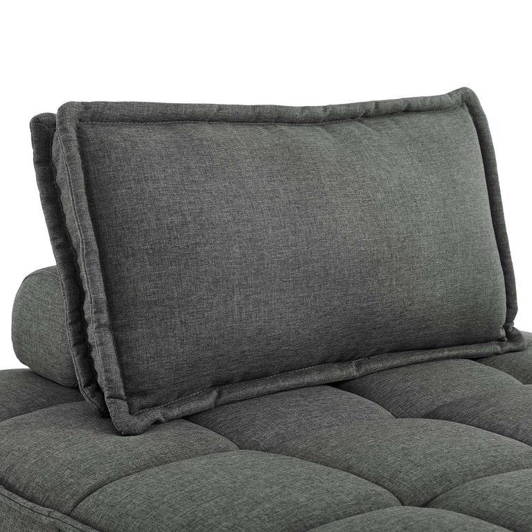 Saunter Tufted Fabric Fabric 4-Piece Sectional Sofa in Gray, EEI-5208-GRY