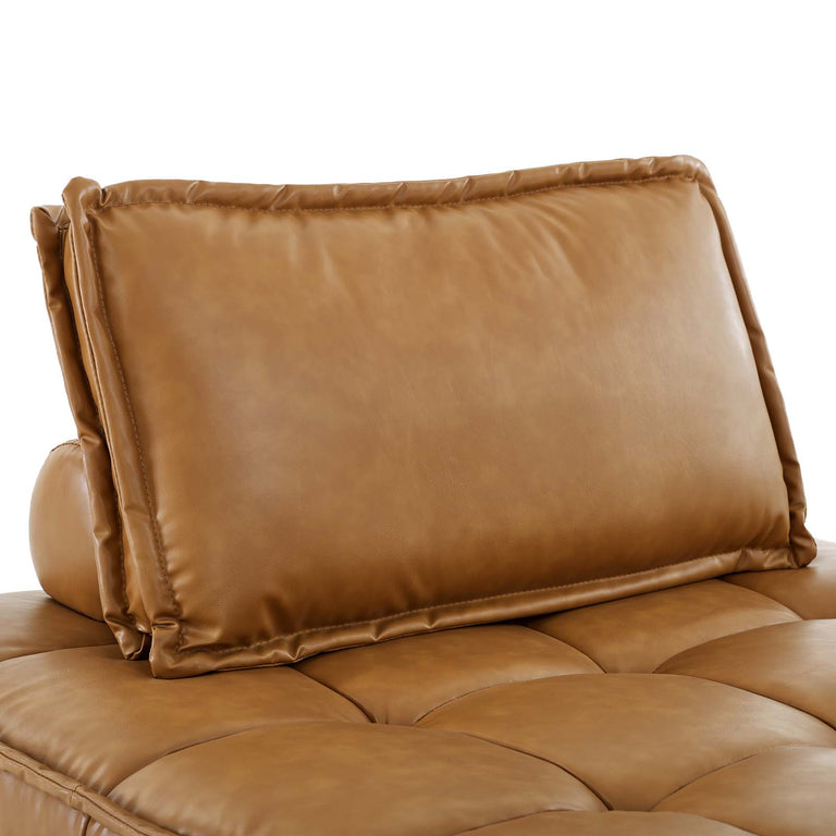 Saunter Tufted Vegan Leather Vegan Leather 4-Piece Sectional Sofa in Tan, EEI-5209-TAN