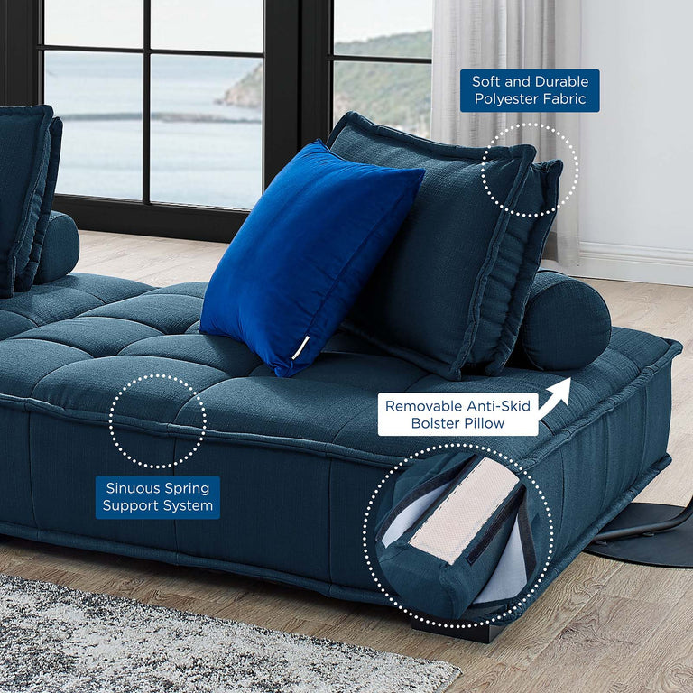 Saunter Tufted Fabric Fabric 5-Piece Sectional Sofa in Azure, EEI-5210-AZU