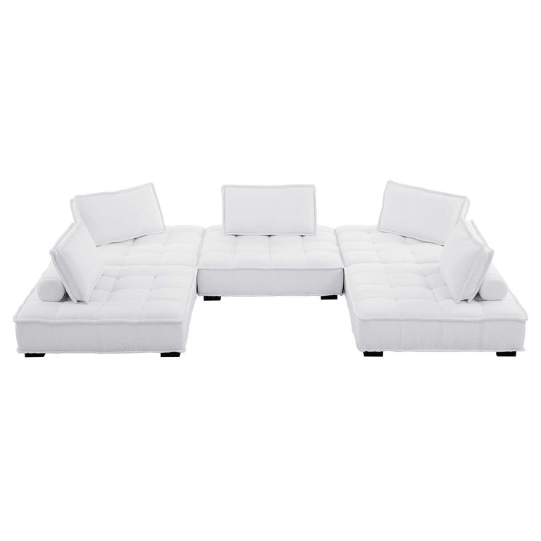Saunter Tufted Fabric Fabric 5-Piece Sectional Sofa in White, EEI-5210-WHI