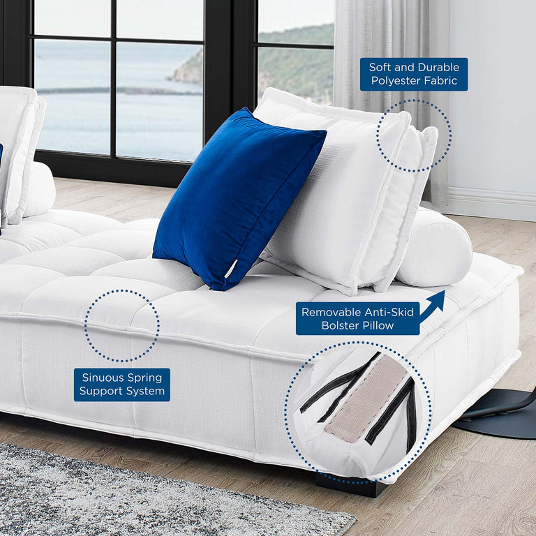 Saunter Tufted Fabric Fabric 5-Piece Sectional Sofa in White, EEI-5210-WHI