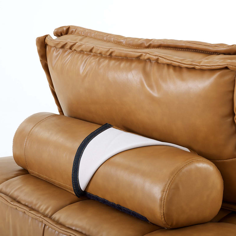 Saunter Tufted Vegan Leather Vegan Leather 5-Piece Sectional Sofa in Tan, EEI-5211-TAN
