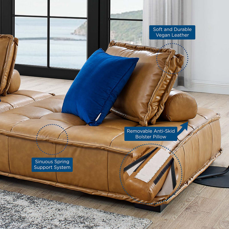 Saunter Tufted Vegan Leather Vegan Leather 5-Piece Sectional Sofa in Tan, EEI-5211-TAN