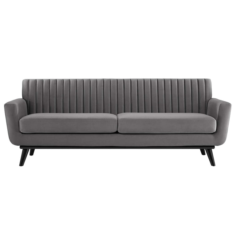 Engage Channel Tufted Performance Velvet Sofa in Gray, EEI-5459-GRY