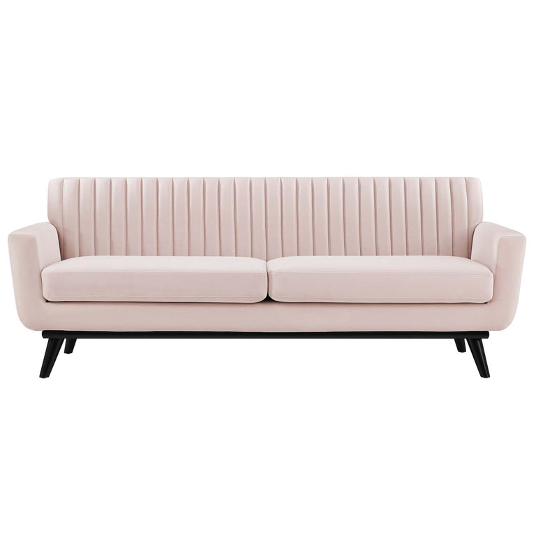 Engage Channel Tufted Performance Velvet Sofa in Pink, EEI-5459-PNK