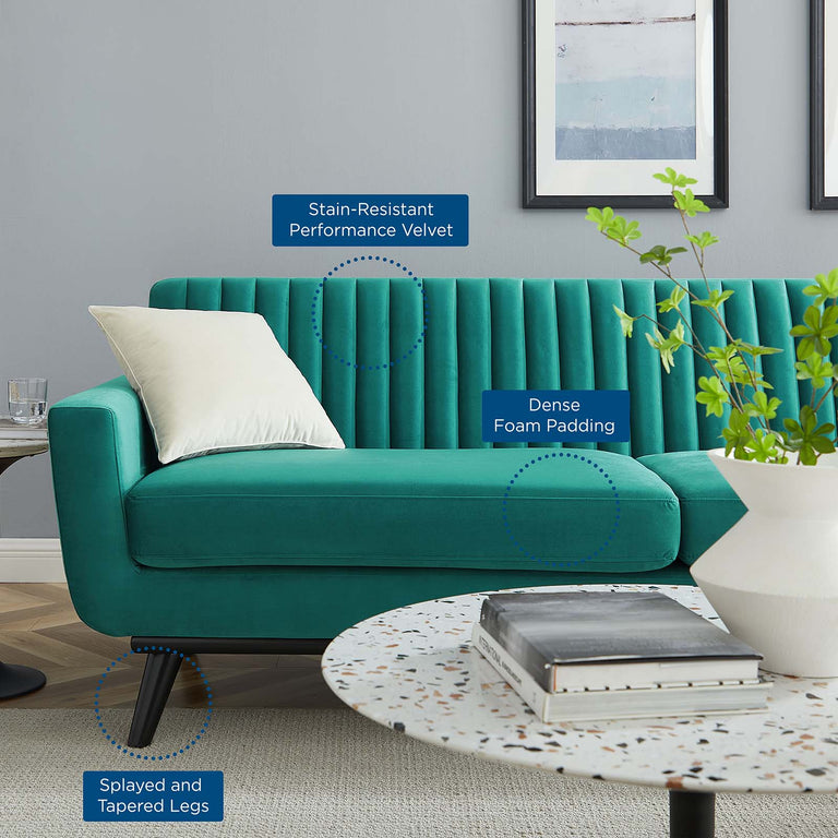 Engage Channel Tufted Performance Velvet Sofa in Teal, EEI-5459-TEA