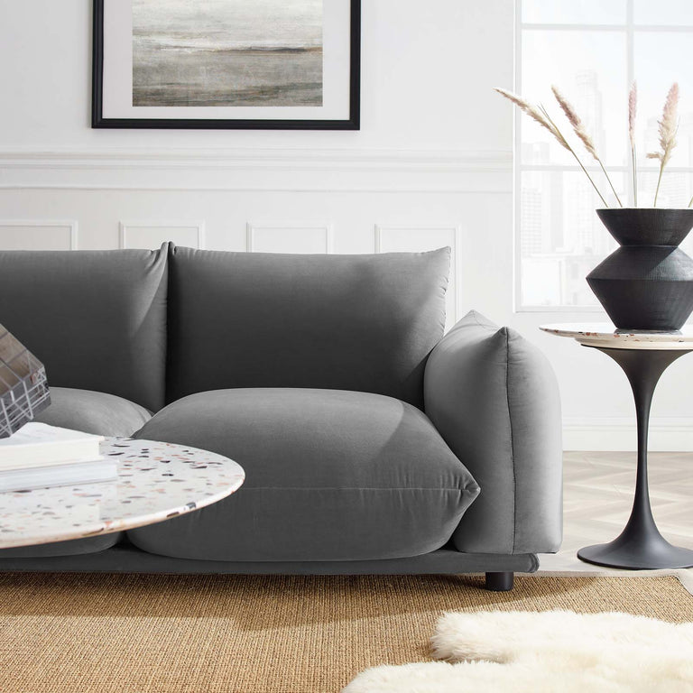 Copious Performance Velvet Sofa in Gray, EEI-5470-GRY