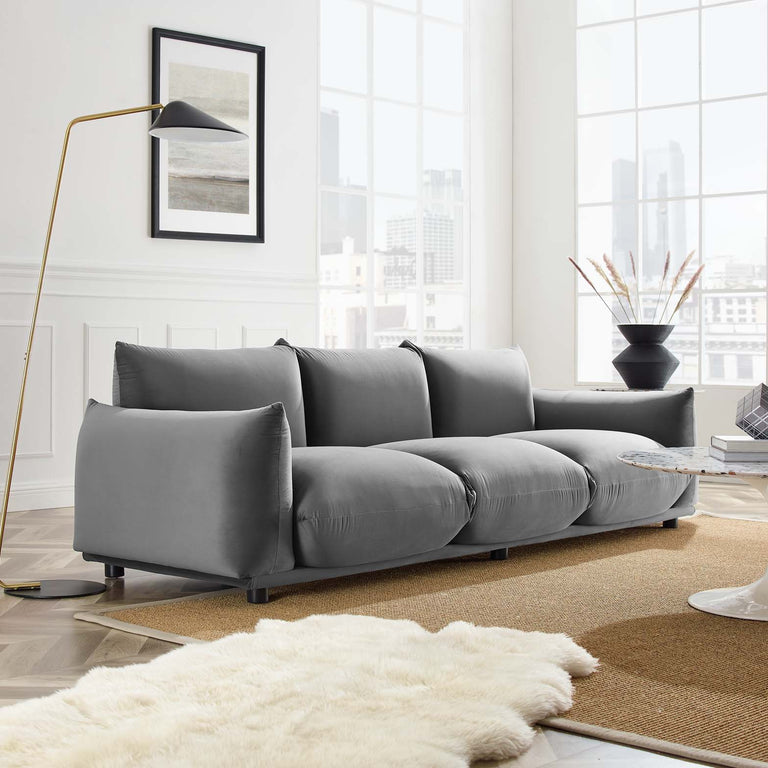 Copious Performance Velvet Sofa in Gray, EEI-5470-GRY