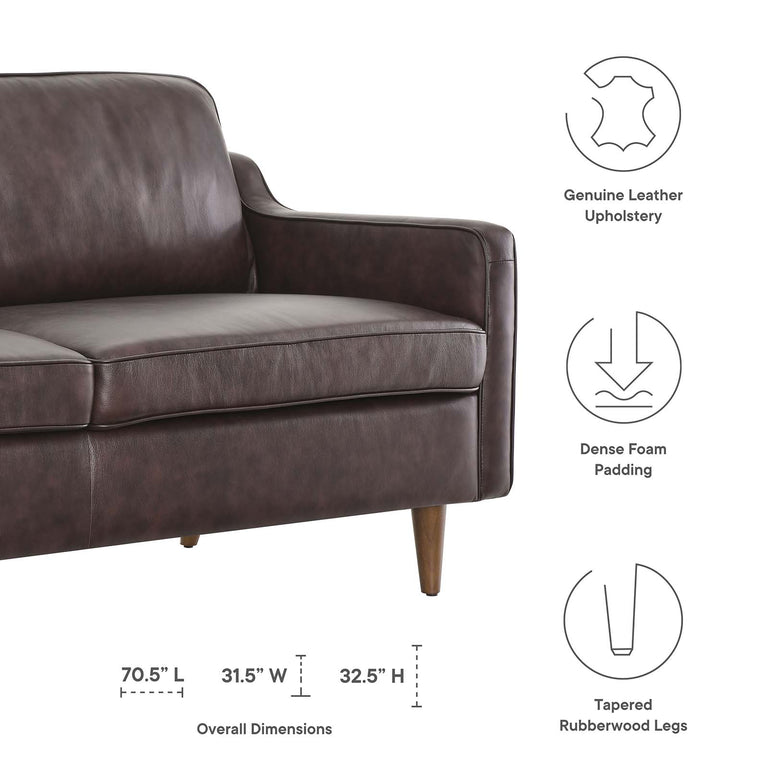 Impart Genuine Leather Sofa in Brown, EEI-5553-BRN