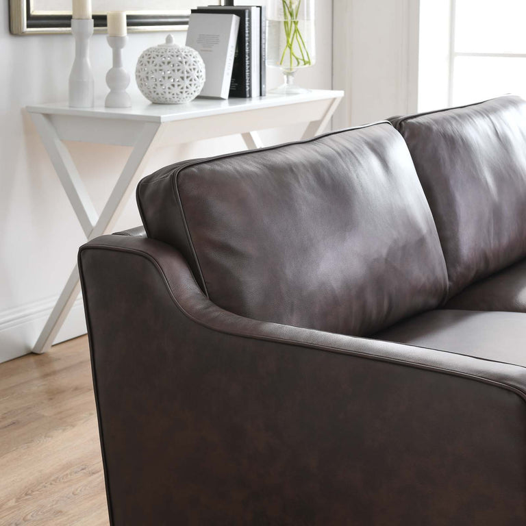 Impart Genuine Leather Sofa in Brown, EEI-5553-BRN