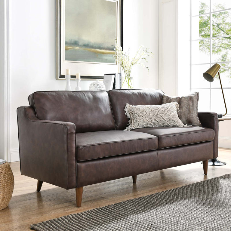 Impart Genuine Leather Sofa in Brown, EEI-5553-BRN