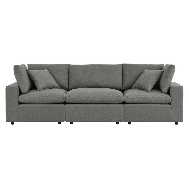 Commix Overstuffed Outdoor Patio Sofa in Charcoal, EEI-5578-CHA