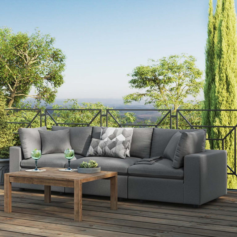 Commix Overstuffed Outdoor Patio Sofa in Charcoal, EEI-5578-CHA