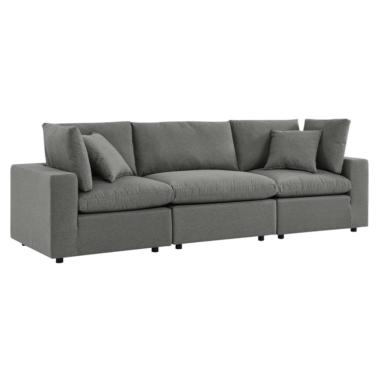 Commix Overstuffed Outdoor Patio Sofa in Charcoal, EEI-5578-CHA