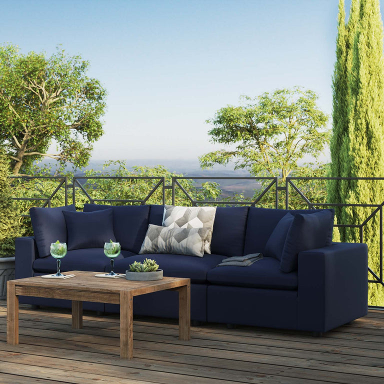 Commix Overstuffed Outdoor Patio Sofa in Navy, EEI-5578-NAV