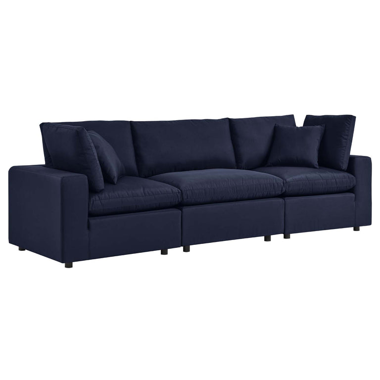 Commix Overstuffed Outdoor Patio Sofa in Navy, EEI-5578-NAV