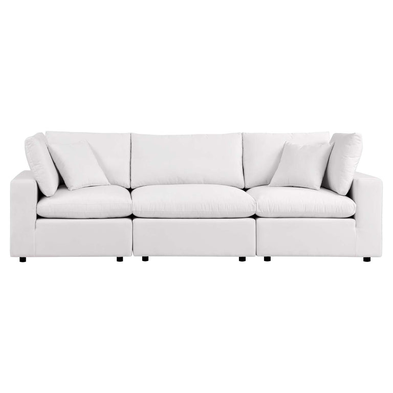 Commix Overstuffed Outdoor Patio Sofa in White, EEI-5578-WHI