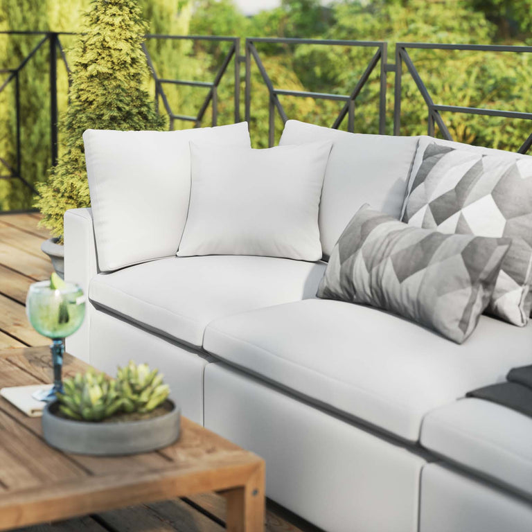 Commix Overstuffed Outdoor Patio Sofa in White, EEI-5578-WHI