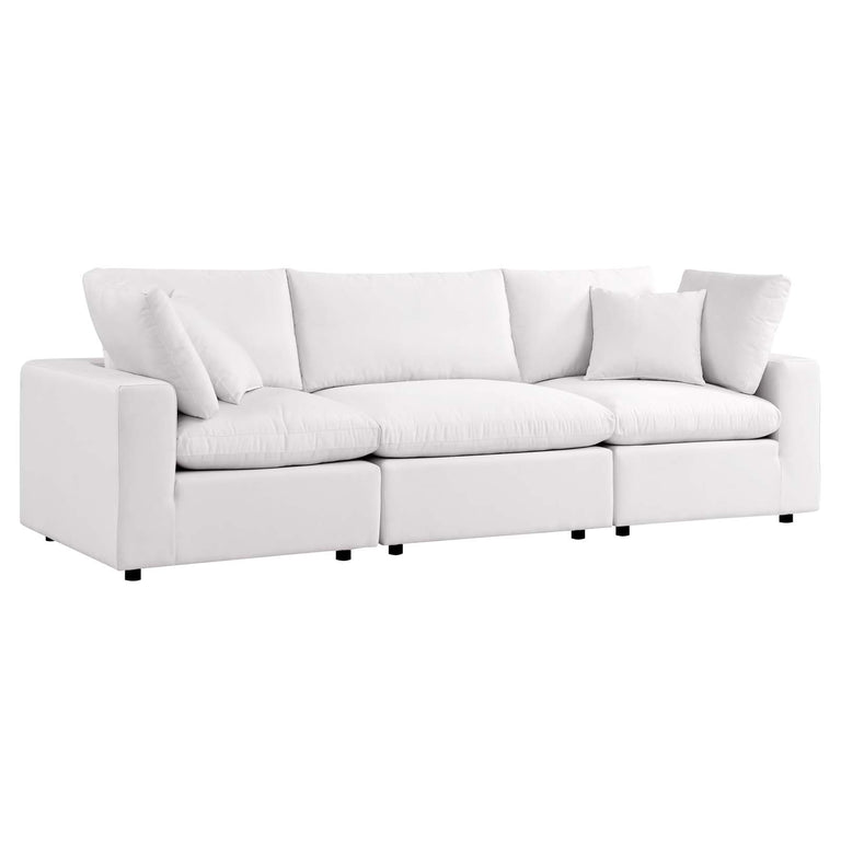 Commix Overstuffed Outdoor Patio Sofa in White, EEI-5578-WHI