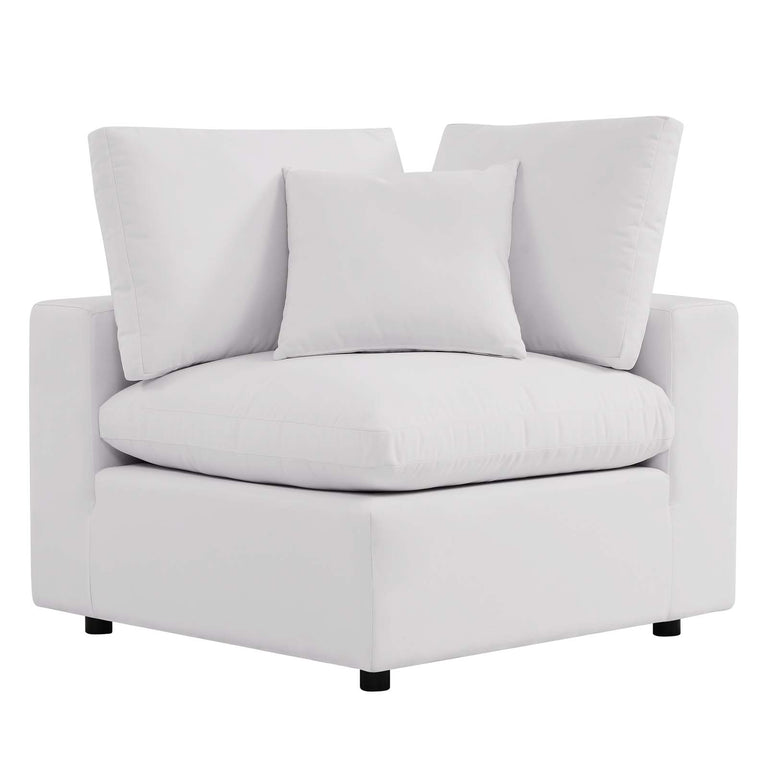 Commix Overstuffed Outdoor Patio Sofa in White, EEI-5578-WHI
