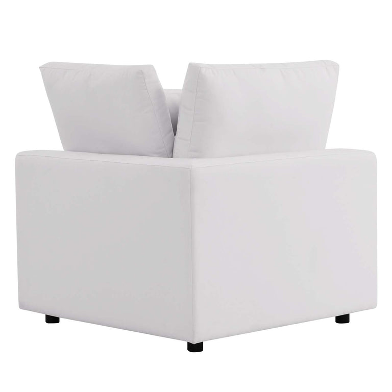 Commix Overstuffed Outdoor Patio Sofa in White, EEI-5578-WHI