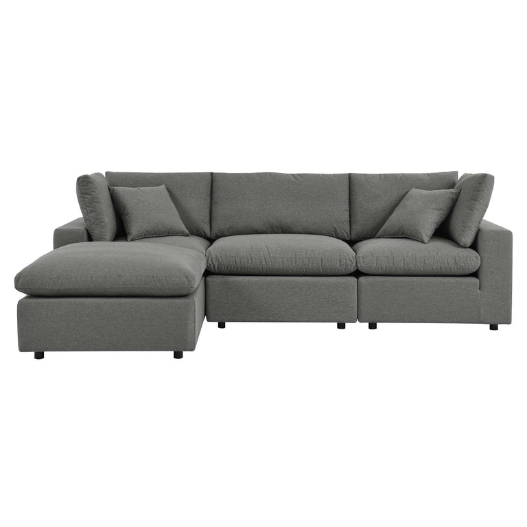 Commix 4-Piece Outdoor Patio Sectional Sofa in Charcoal, EEI-5580-CHA