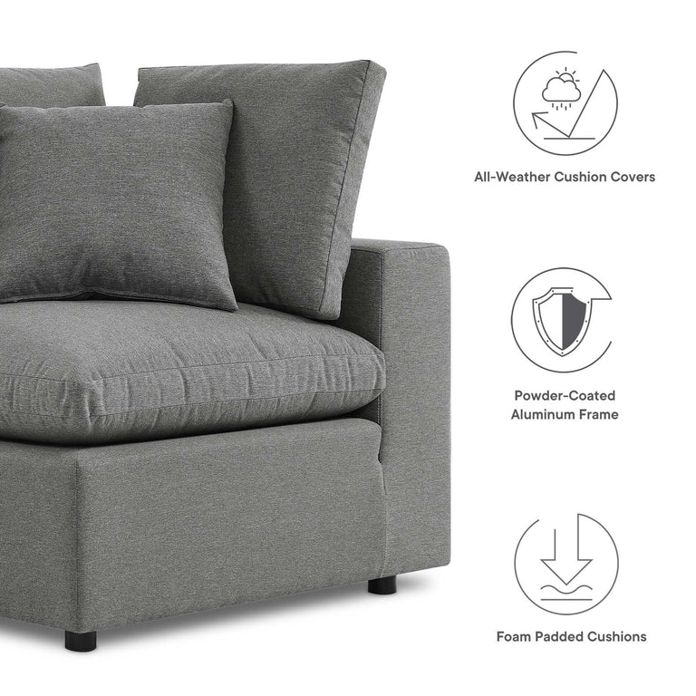 Commix 4-Piece Outdoor Patio Sectional Sofa in Charcoal, EEI-5580-CHA