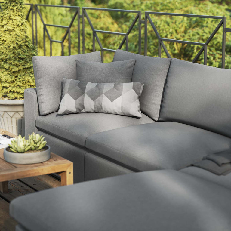 Commix 4-Piece Outdoor Patio Sectional Sofa in Charcoal, EEI-5580-CHA