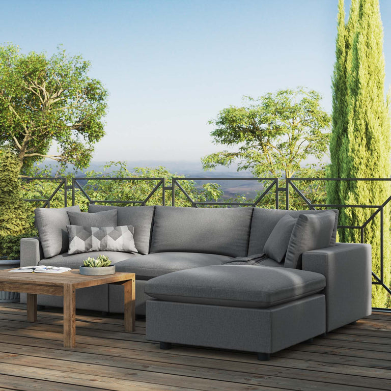 Commix 4-Piece Outdoor Patio Sectional Sofa in Charcoal, EEI-5580-CHA