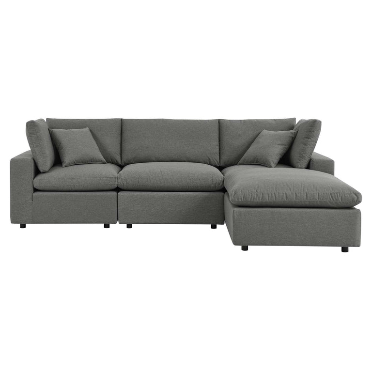 Commix 4-Piece Outdoor Patio Sectional Sofa in Charcoal, EEI-5580-CHA