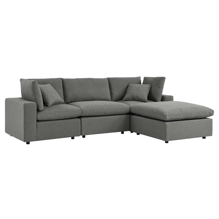 Commix 4-Piece Outdoor Patio Sectional Sofa in Charcoal, EEI-5580-CHA