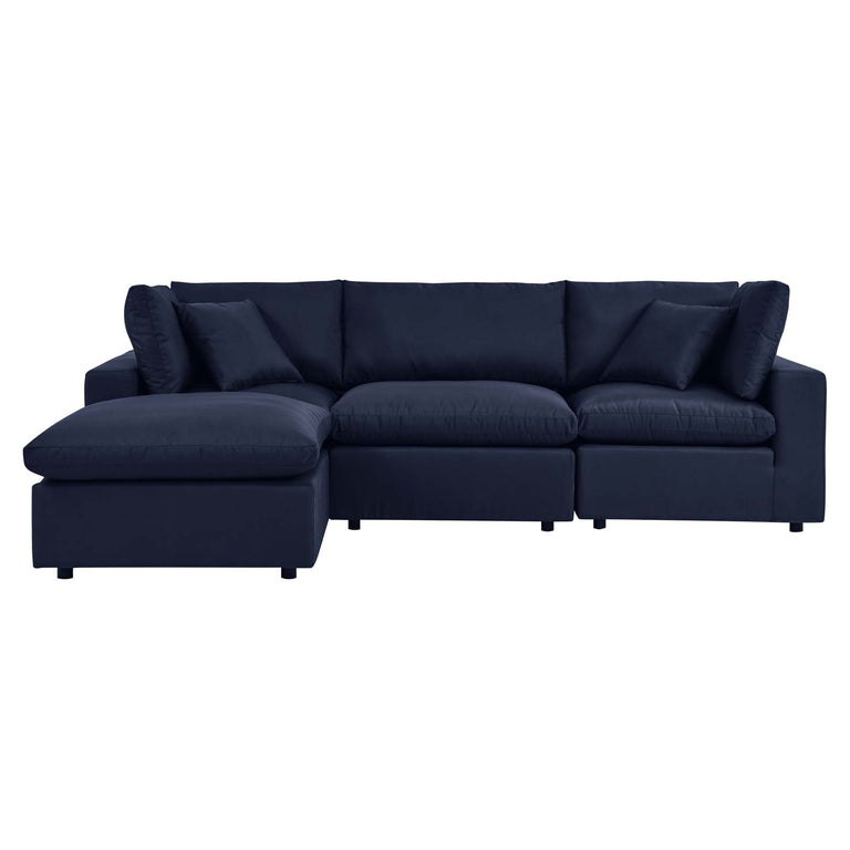 Commix 4-Piece Outdoor Patio Sectional Sofa in Navy, EEI-5580-NAV