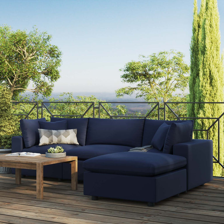 Commix 4-Piece Outdoor Patio Sectional Sofa in Navy, EEI-5580-NAV