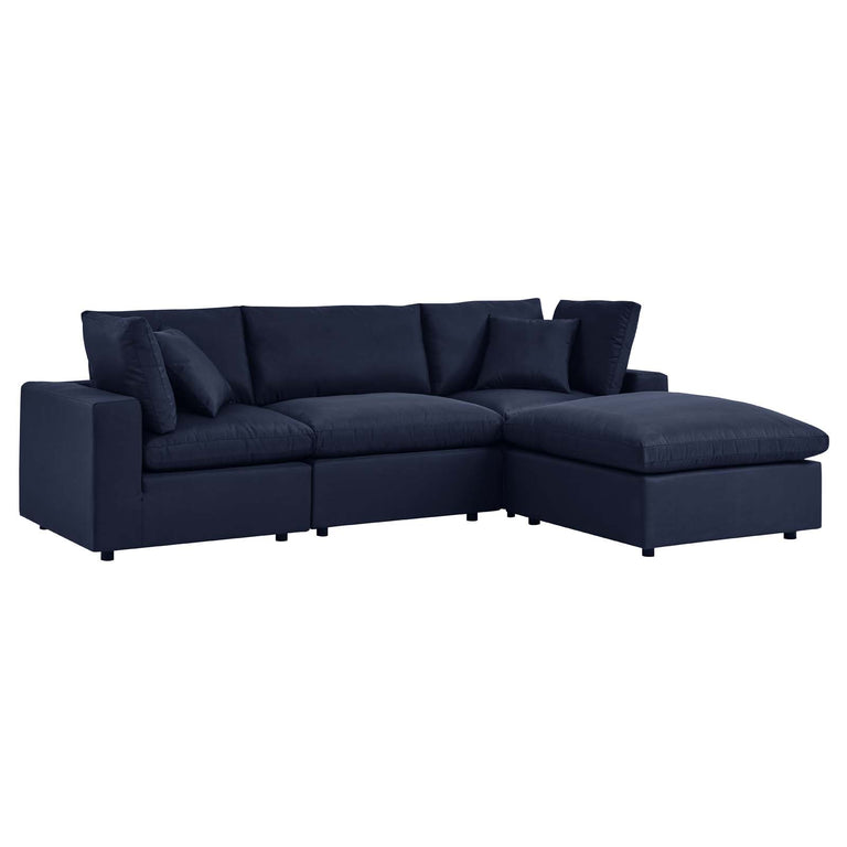 Commix 4-Piece Outdoor Patio Sectional Sofa in Navy, EEI-5580-NAV