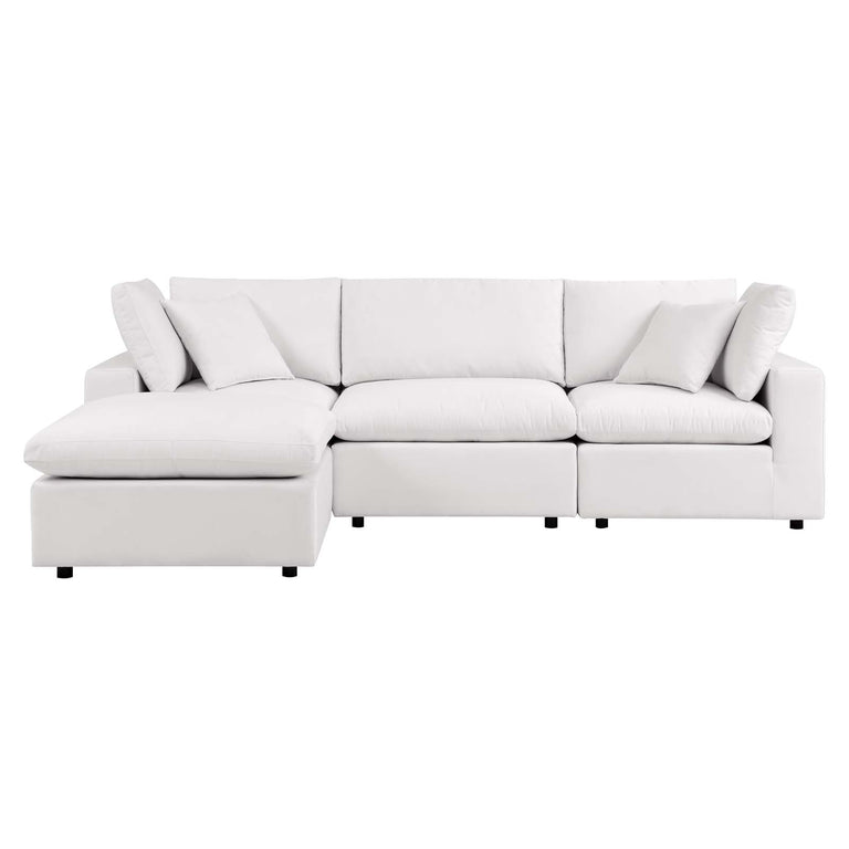 Commix 4-Piece Outdoor Patio Sectional Sofa in White, EEI-5580-WHI