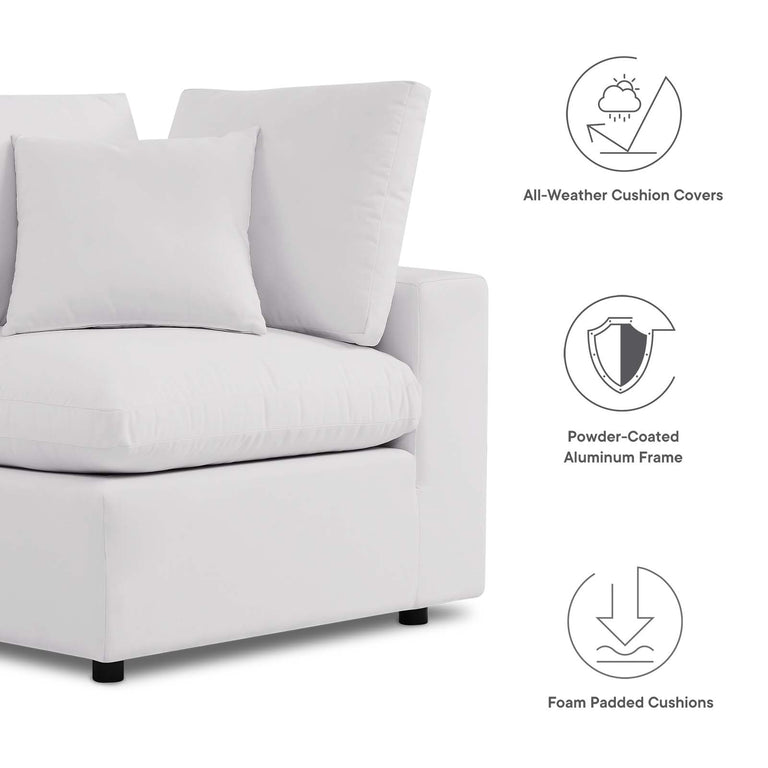 Commix 4-Piece Outdoor Patio Sectional Sofa in White, EEI-5580-WHI