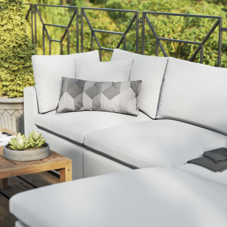 Commix 4-Piece Outdoor Patio Sectional Sofa in White, EEI-5580-WHI